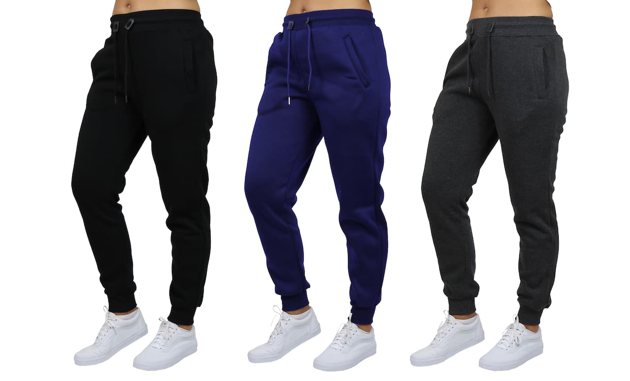 Galaxy by Harvic Women's Relaxed Fit Fleece-Lined Jogger Sweatpants 3 Pack